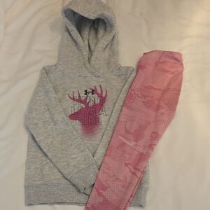 Under Armour Gray Hoodie and Pink Camo Leggings